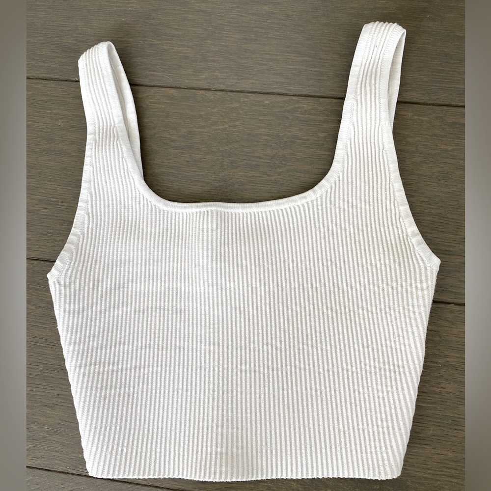 Babaton- White Cropped Ribbed Tank (XS)